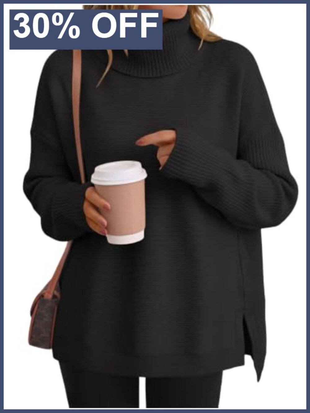 Oversized Turtleneck Sweater Medium Weight Fall Pullover